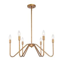 Cemithersia 6-Light 24" Distressed Gold Chandelier, Candlesticks