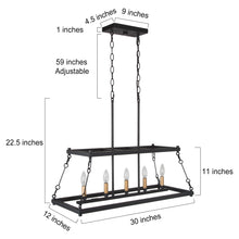 5-Light 30-in Black&Gold Industrial Rectangle Kitchen Island Light
