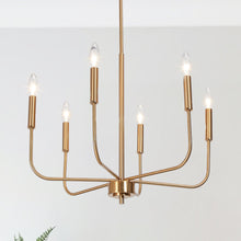 Tethysia 6-Light 22" Modern Plating Brass Chandelier, Candlesticks
