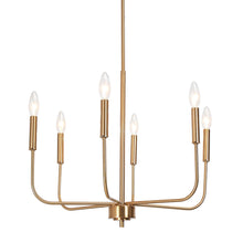 Tethysia 6-Light 22" Modern Plating Brass Chandelier, Candlesticks