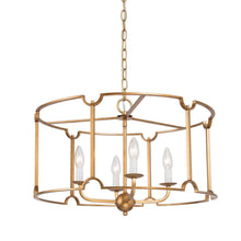 Krombacher 4-Light 22.5" Modern Gold Chandelier, Drum Metal Frame