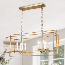 Hoyueren 8-Light 31.9-in Brass Modern Rectangle Kitchen Island Light