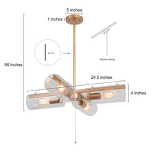 Tethysia 4-Light 24.5" Modern Gold Chandelier, Cylinders