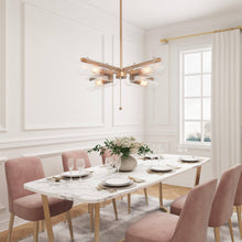Tethysia 4-Light 24.5" Modern Gold Chandelier, Cylinders