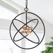 Pamelapola 6-Light 20" Modern Black Chandelier, Metal Frame, Globe