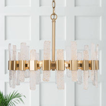Tethysia 6-Light 18" Modern Glass Gold Chandelier, Wagon Wheel
