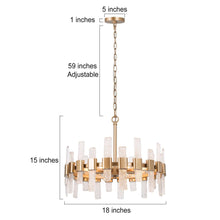 Tethysia 6-Light 18" Modern Glass Gold Chandelier, Wagon Wheel