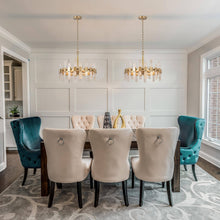 Tethysia 6-Light 18" Modern Glass Gold Chandelier, Wagon Wheel