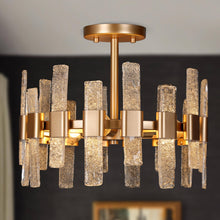 Tethysia 3-Light Small Gold Semi-Flush-Mount Light