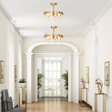 Tethysia 3-Light Small Gold Semi-Flush-Mount Light