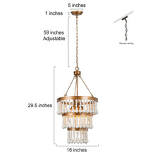Rutilar 6-Light 16" Coastal Gold Chandelier, Tiered Wood Beads