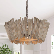 Agricsdle 3-Light 20" Farmhouse Birch Wood Chandelier, Drum