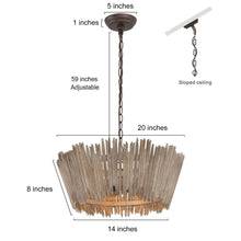 Agricsdle 3-Light 20" Farmhouse Birch Wood Chandelier, Drum