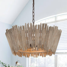 Agricsdle 3-Light 20" Farmhouse Birch Wood Chandelier, Drum