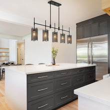 Hemaaolay 5-Light 45-in Black Modern Linear Kitchen Island Light