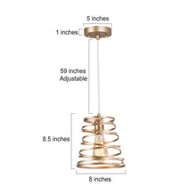 Chynoweth 1-Light 8" Gold Modern Spiral Pendant Light Fixtures