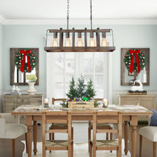 Flipped 5-Light 28-in Black&Wood Farmhouse Rectangle Kitchen Island Light