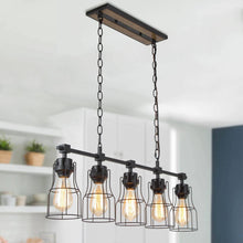 Picuka 5-Light 32-in Black Farmhouse Linear Kitchen Island Light