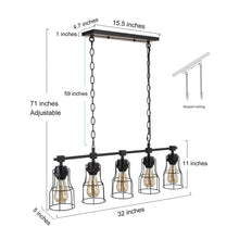 Picuka 5-Light 32-in Black Farmhouse Linear Kitchen Island Light