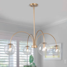 Balohimen 4-Light 31.5" Modern Globe  Seeded Glass Gold Chandelier