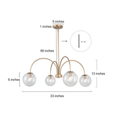 Balohimen 4-Light 31.5" Modern Globe  Seeded Glass Gold Chandelier