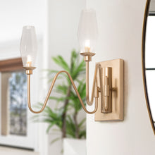 2-Light Modern Gold Wall with Clear Glass Wine Cup Wall Sconces