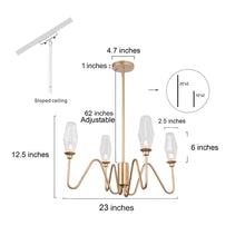 4-Light 23-in Gold Modern Candlestick Glass Kitchen Island Light