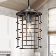 Prosody 1-Light 5" Silver Industrial Cylinder Cage Pendant Light Fixtures