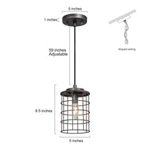 Prosody 1-Light 5" Silver Industrial Cylinder Cage Pendant Light Fixtures