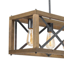 Crebason 4-Light 27.5-in Black&Wood Farmhouse Rectangle Kitchen Island Light