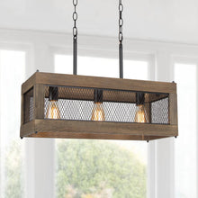 Aerissera 3-Light 23.6-in Black&Wood Farmhouse Rectangle Kitchen Island Light