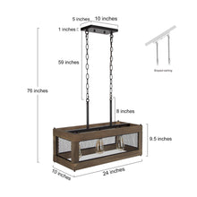 Aerissera 3-Light 23.6-in Black&Wood Farmhouse Rectangle Kitchen Island Light