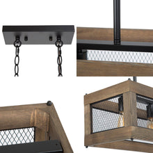 Aerissera 3-Light 23.6-in Black&Wood Farmhouse Rectangle Kitchen Island Light
