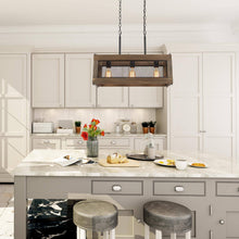 Aerissera 3-Light 23.6-in Black&Wood Farmhouse Rectangle Kitchen Island Light
