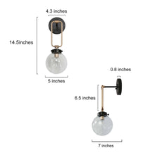 Gary 1-Light Modern Black and Gold Globe Glass Wall Sconces