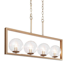 Tyrone 4-Light 30" Modern Globe Glass Gold Chandelier, Rectangle