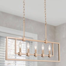 Unelefante 5-Light 28-in Gold Modern Rectangle Kitchen Island Light