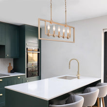 Unelefante 5-Light 28-in Gold Modern Rectangle Kitchen Island Light