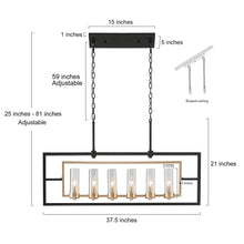 Nymphaea 6-Light 37.5" Modern Black & Gold Chandelier, Rectangle