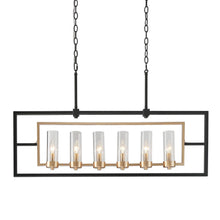 Nymphaea 6-Light 37.5" Modern Black & Gold Chandelier, Rectangle