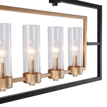Nymphaea 6-Light 37.5" Modern Black & Gold Chandelier, Rectangle