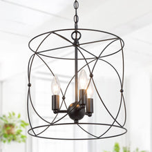Halimeda 3-Light 13" Modern Minimalist Black Chandelier, Cylinder