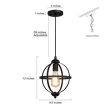 Resplender 1-Light 9.5" Black Industrial Globe Pendant Light Fixtures