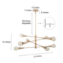 Unelefante 8-Light 31" Modern Gold Chandelier, Sputnik Lighting
