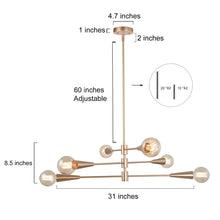 Unelefante 6-Light 31" Modern Gold Chandelier, Sputnik Lighting