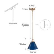 Colbert 1-Light 8" Blue Modern Cone Pendant Light Fixtures