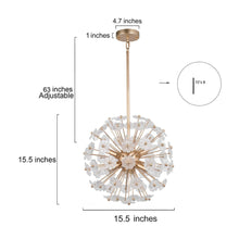 Adonis 6-Light 16" Modern Glass Gold Chandelier, Globe