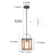 Comondnut 1-Light Mini Wood Farmhouse Pendant Light Fixtures