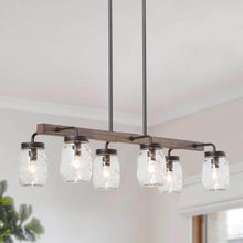 Amthyis 6-Light 27.5-in Wood Farmhouse Linear Kitchen Island Light