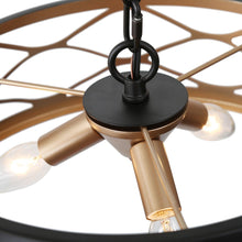 Transylvania 3-Light 15" Modern Black&Gold Chandelier, Frame Drum